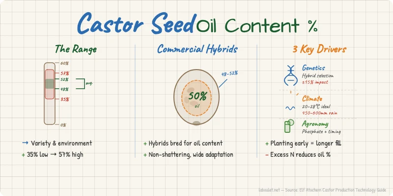 Castor Seed Oil Content Percentage: 35% to 57% — What Drives the Gap?